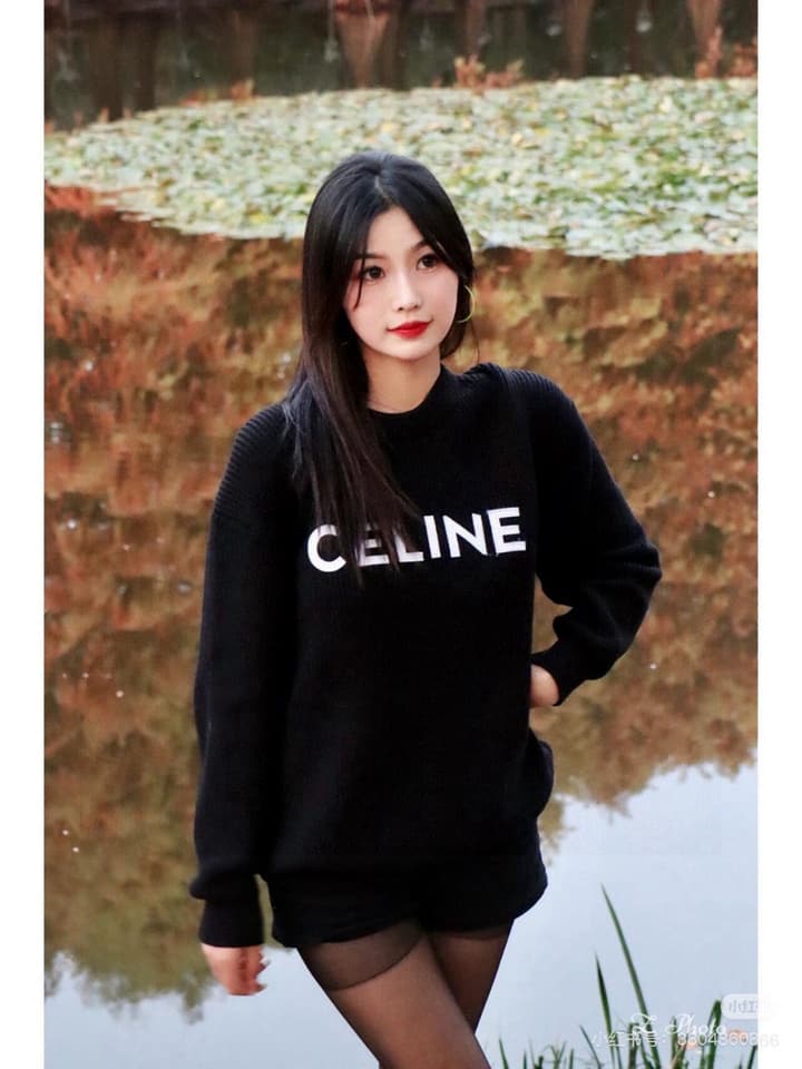 Celine Classic Embroidered Crewneck Sweater in Army Green