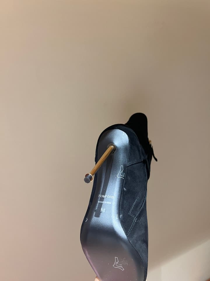 Tom Ford Luxury Metal Heel Ankle Boots in Black Leather