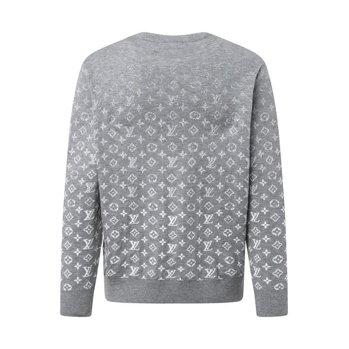 Louis Vuitton Crewneck Jacquard Logo Sweater in Grey Jacquard Sweater