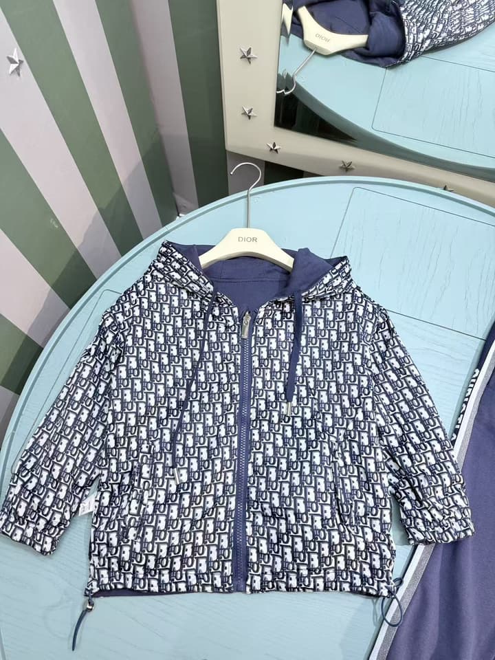 Dior Kids Reversible Windbreaker & Sweatshirt Set – Kids Collection – 25SS in Monogram Blue Set