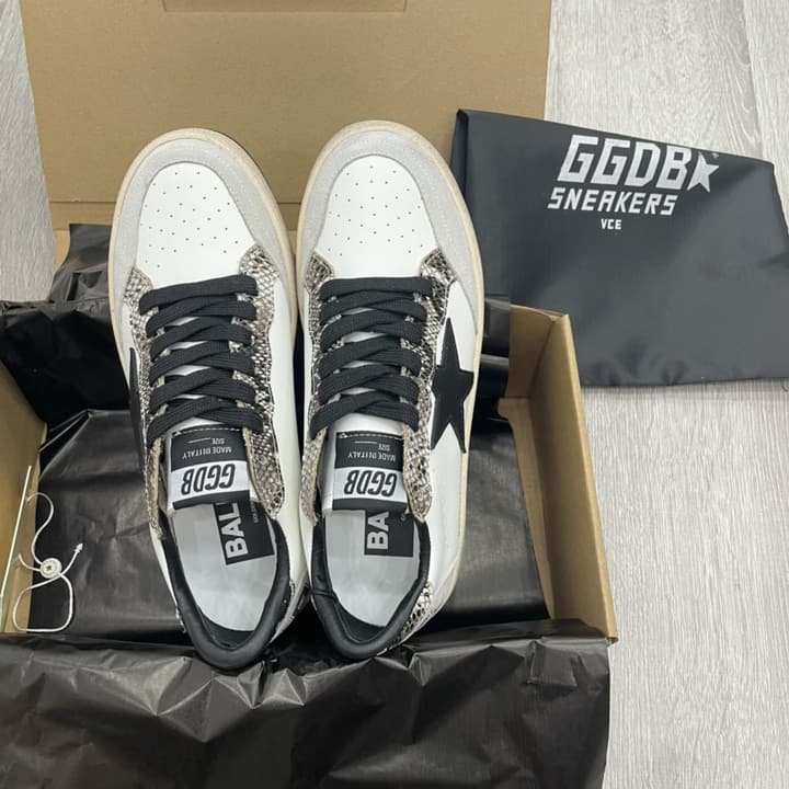Golden Goose Ball Star Sneakers – 2023 Spring Collection in White Black Star Metallic Heel