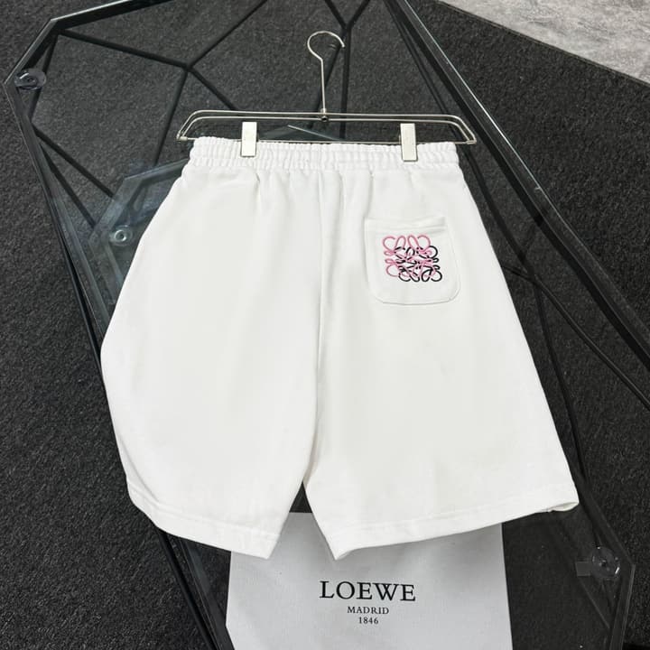 Loewe Classic Element Embroidered Shorts in Black With Blue Anagram Logo