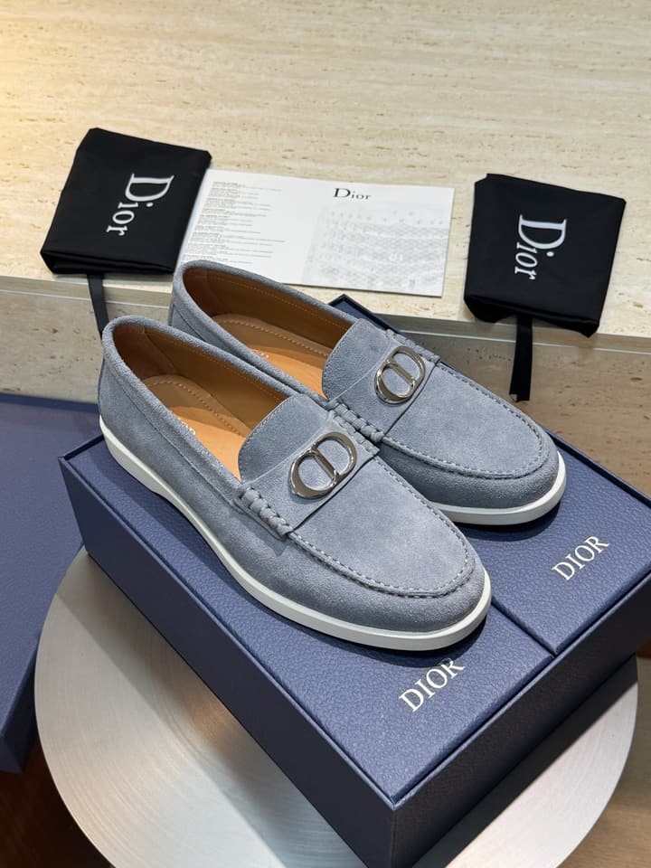 Dior Granville Men's Lace-Up Casual Shoes in Dark Blue Suede