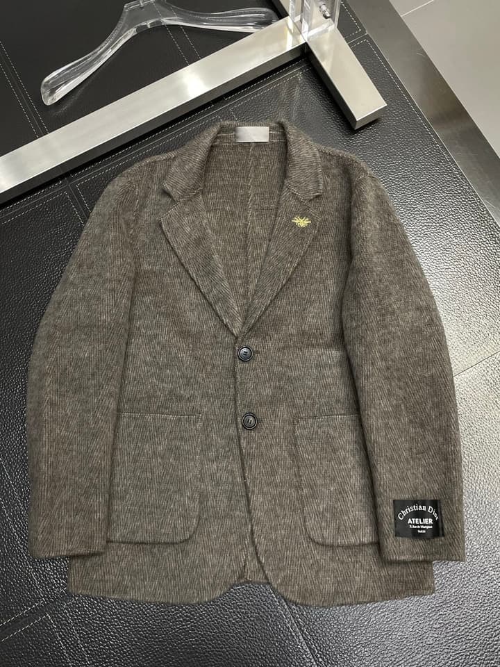 Dior Men's Wool Double-Sided Short Coat in Dark Brown Wool Coat