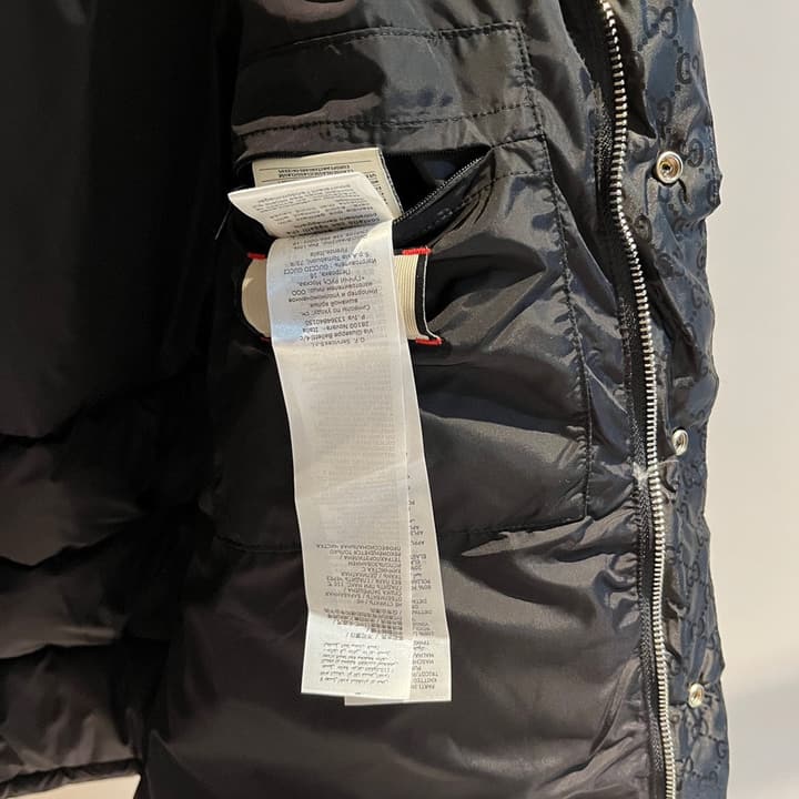 Gucci Double G Jacquard Reflective Runway Down Jacket in Black With Gg Webbing
