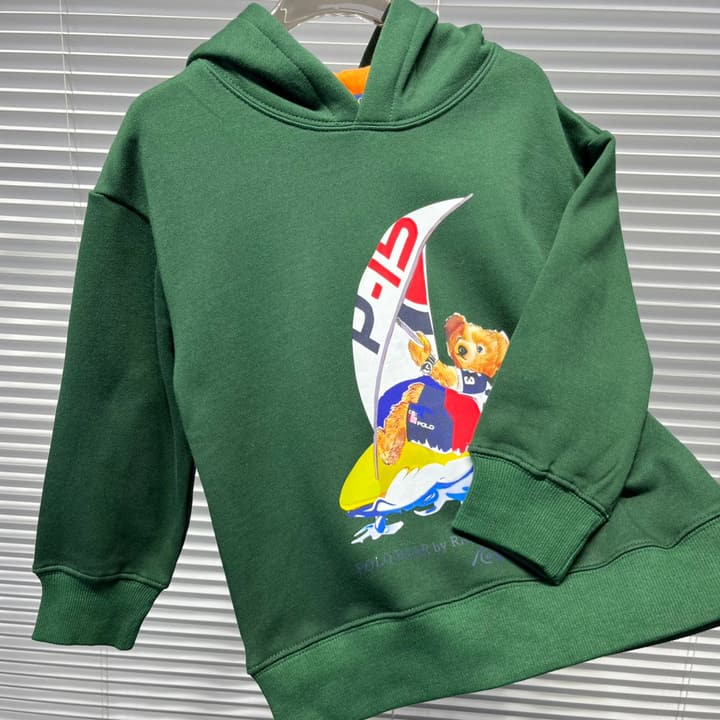 Ralph Lauren Bear Graphic Plush Lined Hoodie – Kids Collection in Dark Navy