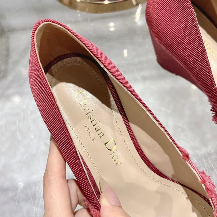 Dior Adiorable Bow Pearl Wedge Pumps in Black Ruffled Bow