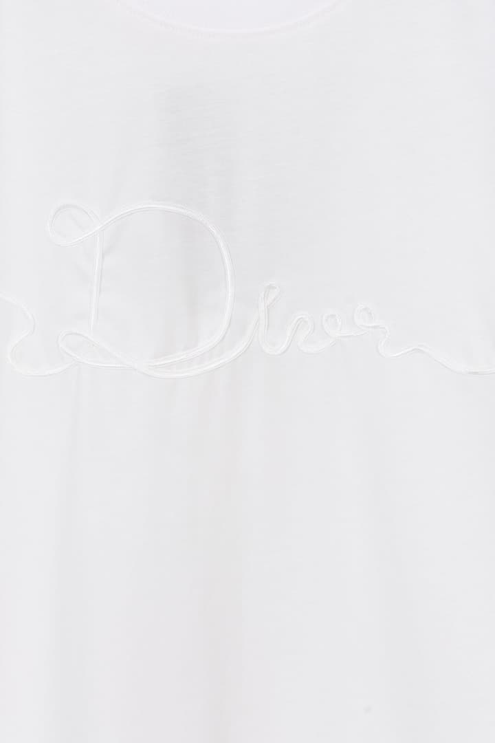 Dior Ribbon Logo Short-Sleeved T-Shirt – 2026 Spring Collection in Dark Grey