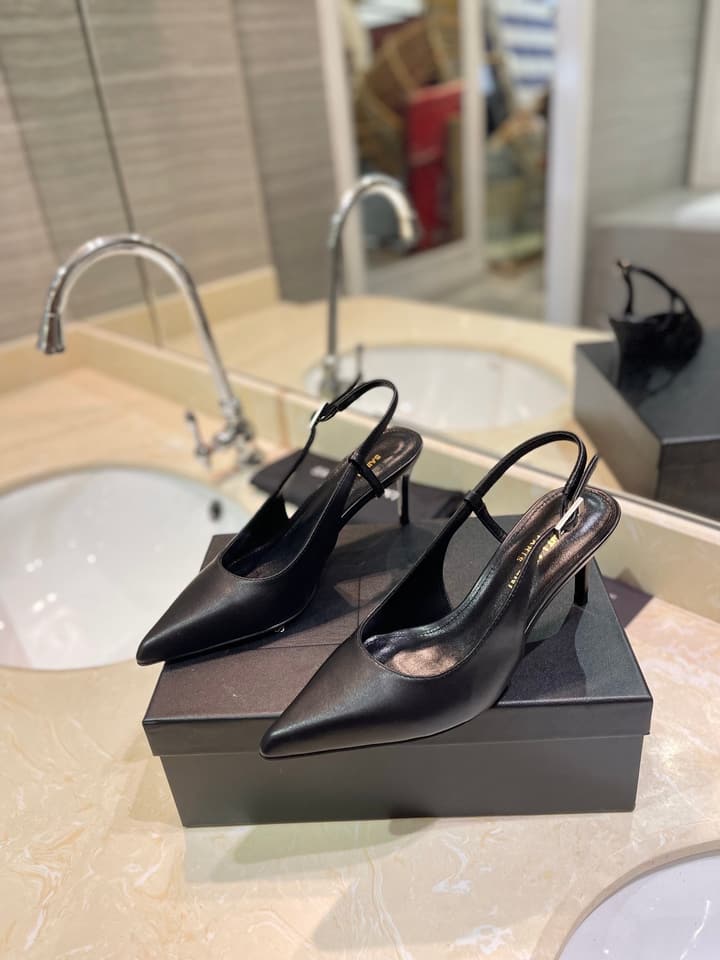 Saint Laurent Heeled Sandals – Summer Collection in Apricot