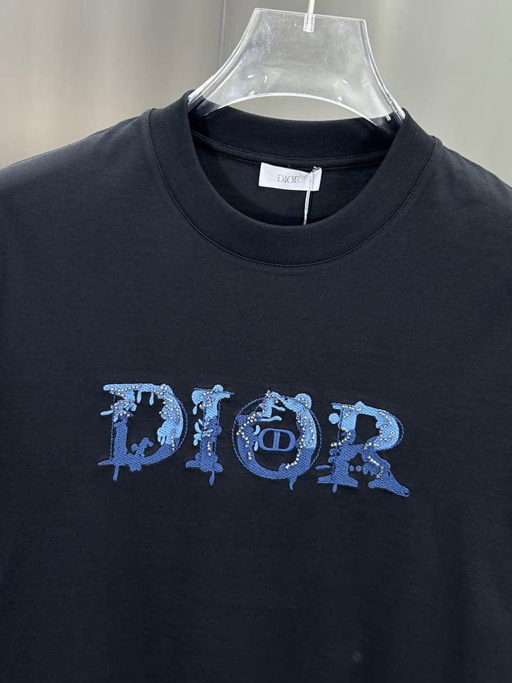 Dior 3D Logo High-Count Cotton T-Shirt – 2026SS in Black With Blue Graffiti Logo