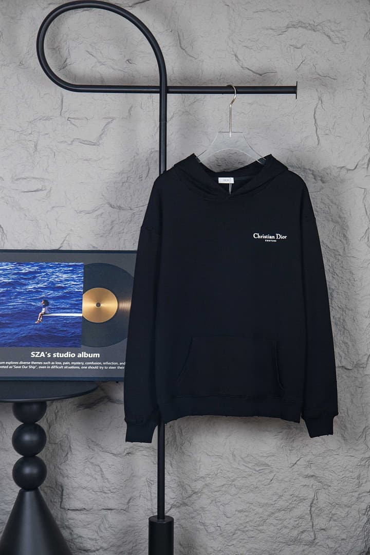 Dior Classic English Letter Hooded Sweatshirt in Black