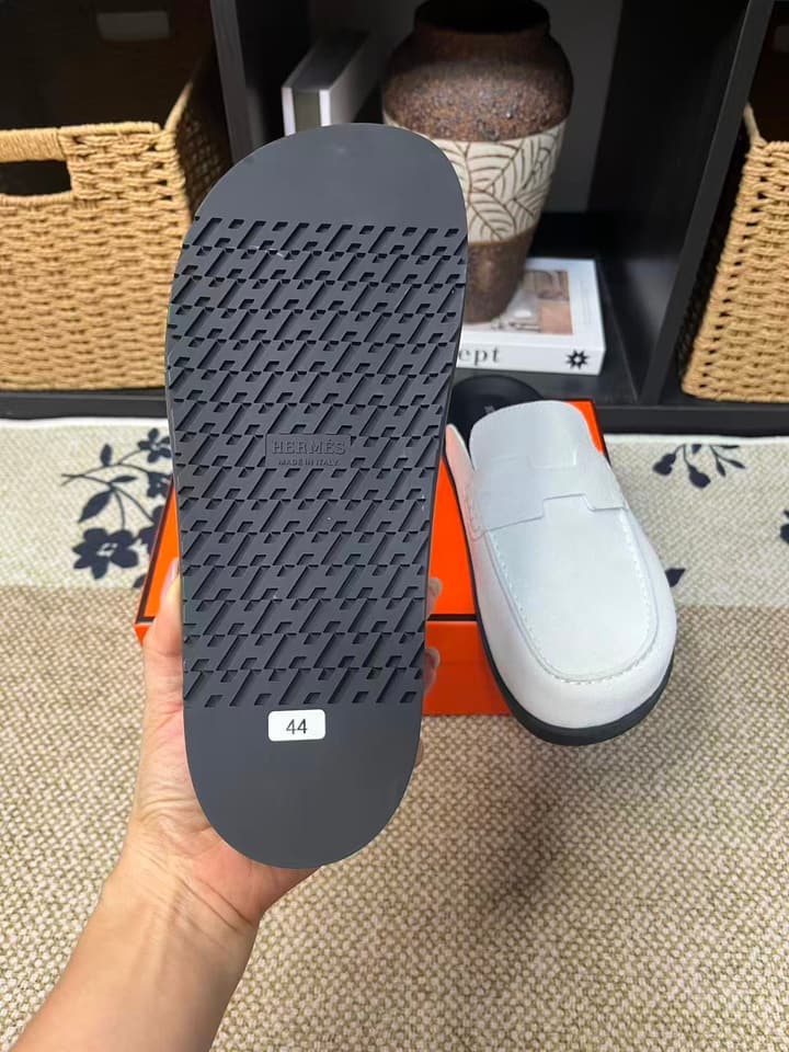 Hermès Suede Calfskin Chunky Mules