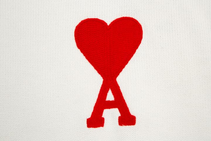 Ami Paris Classic Heart Embroidered Crewneck Sweater in Black