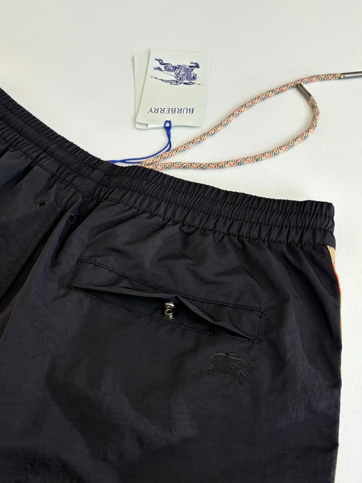 Burberry Nylon Side Check Drawstring Shorts in Black