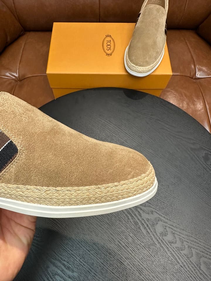 Tod's Suede Calfskin Loafers in Light Grey Suede