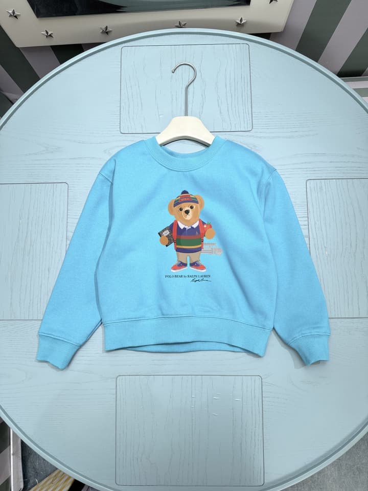 Ralph Lauren Kids Crewneck Sweatshirt – Kids Collection – 2025FW in Light Blue Bear Graphic