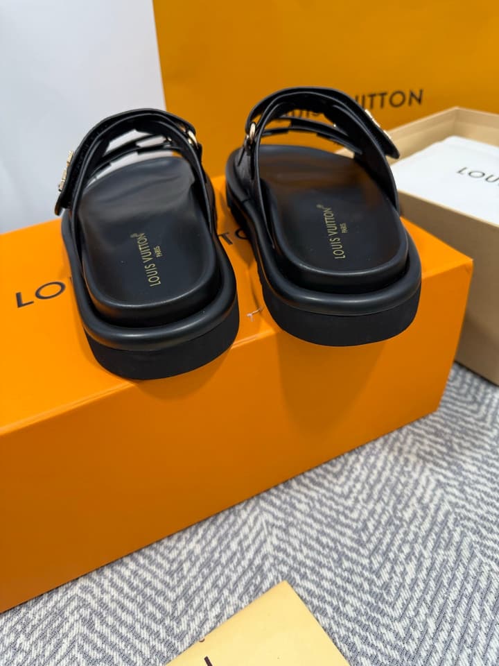 Louis Vuitton Velcro Platform Slippers – Spring/Summer 2024 in Monogram Black