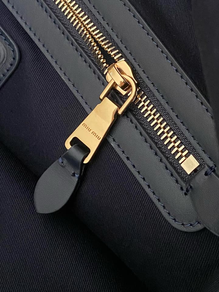 Miu Miu Corduroy Tote Bag in Navy Blue Corduroy Tote