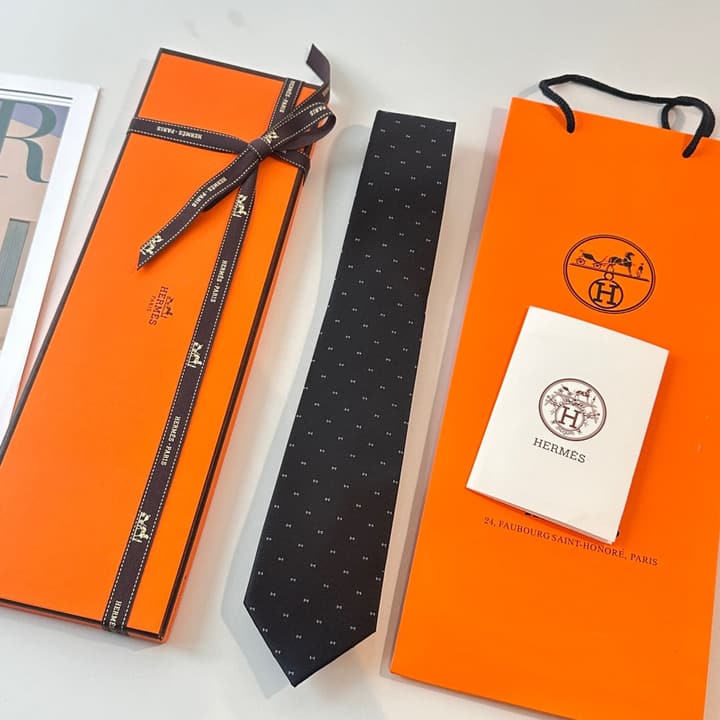 Hermès Men's Silk Tie in Burnt Orange Brown