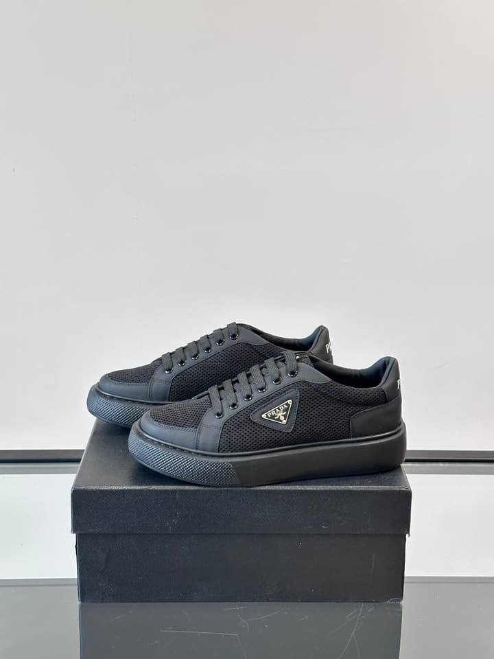 Prada Transparent Rubber-Sole Leather Sneakers