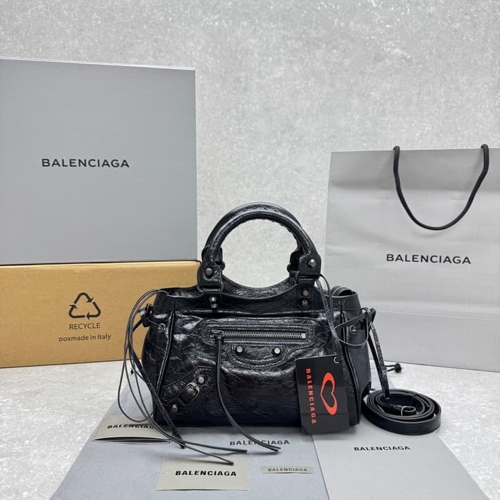 Balenciaga Le City Bowling Bag – Qixi Limited Edition in Black Oil Wax Leather