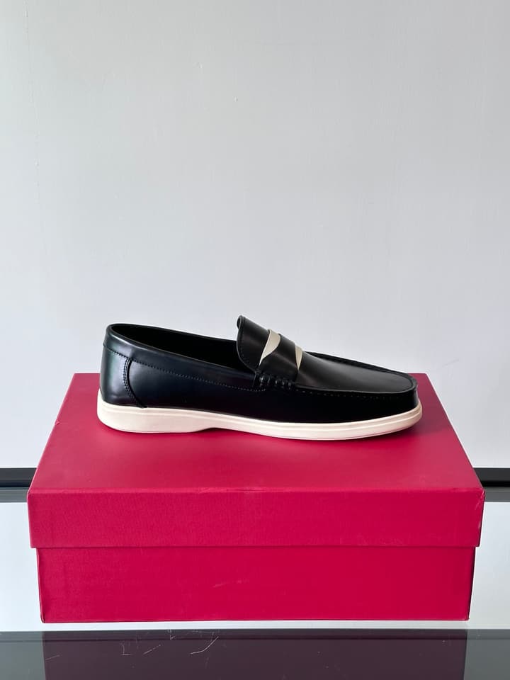 Ferragamo Men's Imported Calfskin Driving Shoes in Classic Black Leather