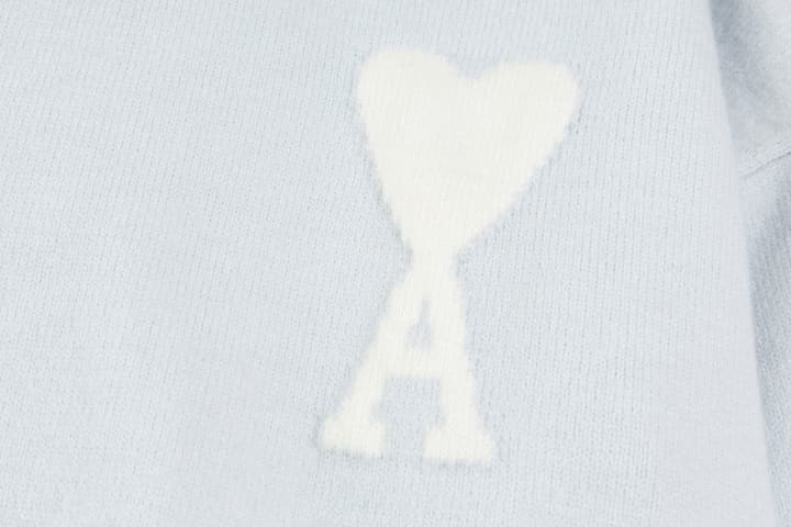 AMI Paris Classic Jacquard Heart Crewneck Sweater – 2025SS in Dusty Rose Pink
