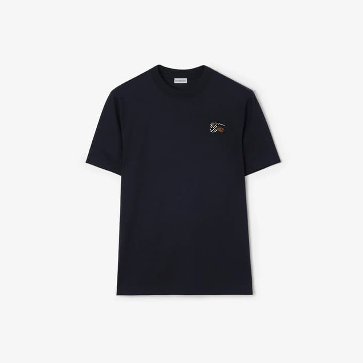 Burberry EKD Embroidered Cotton T-Shirt in Black