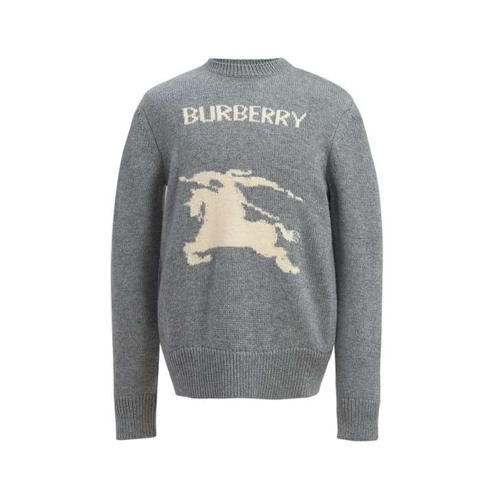 Burberry Equestrian Knight Logo Cashmere Blend Knit Sweater – 25SS in Black