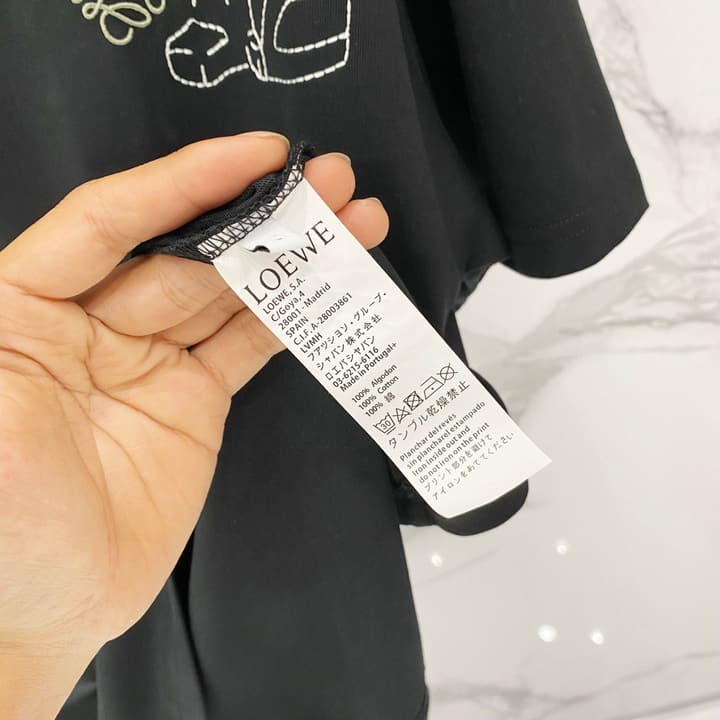 Loewe Cat Embroidery Cotton T-Shirt in Apricot