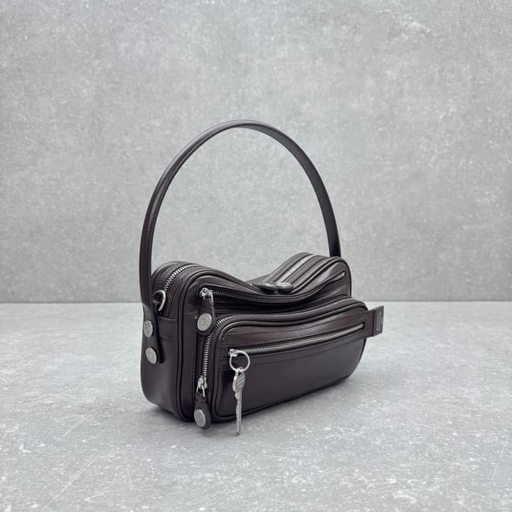 Acne Studios Retro Collapsed Camera Bag in Chocolate