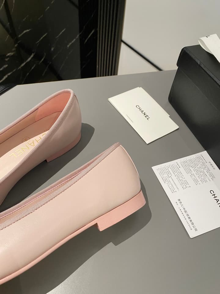 Chanel Classic Ballet Flats in Tan With Black Cap Toe