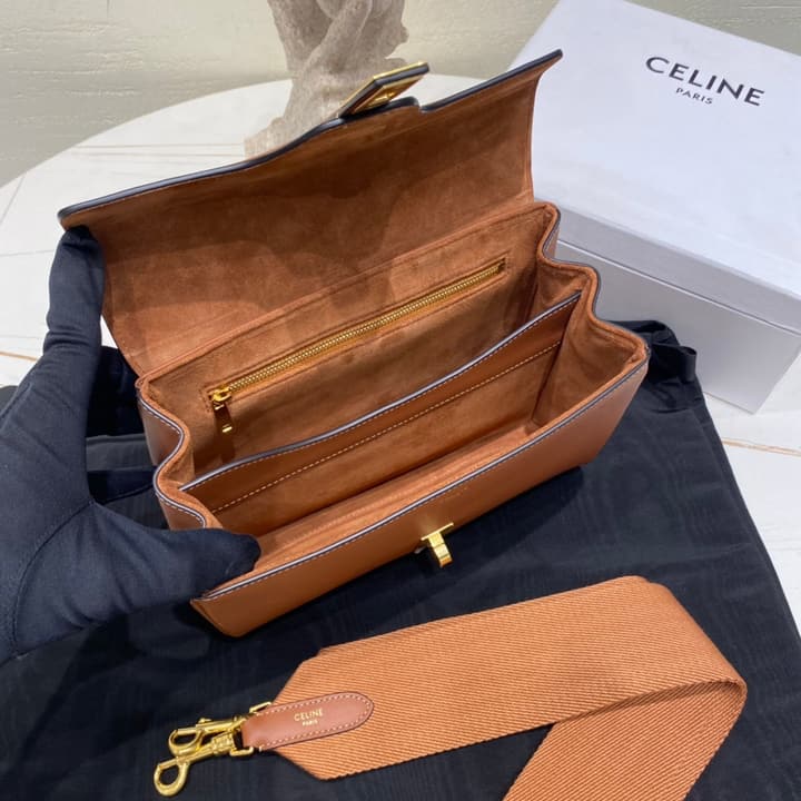 Celine Teen 16 Crossbody Bag in Black Leather