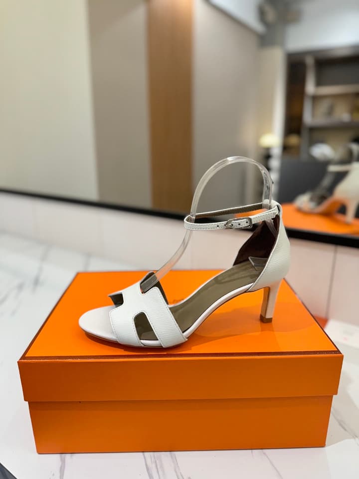 Hermès Classic Palm Grain Cowhide Heels – 6.5cm in Black