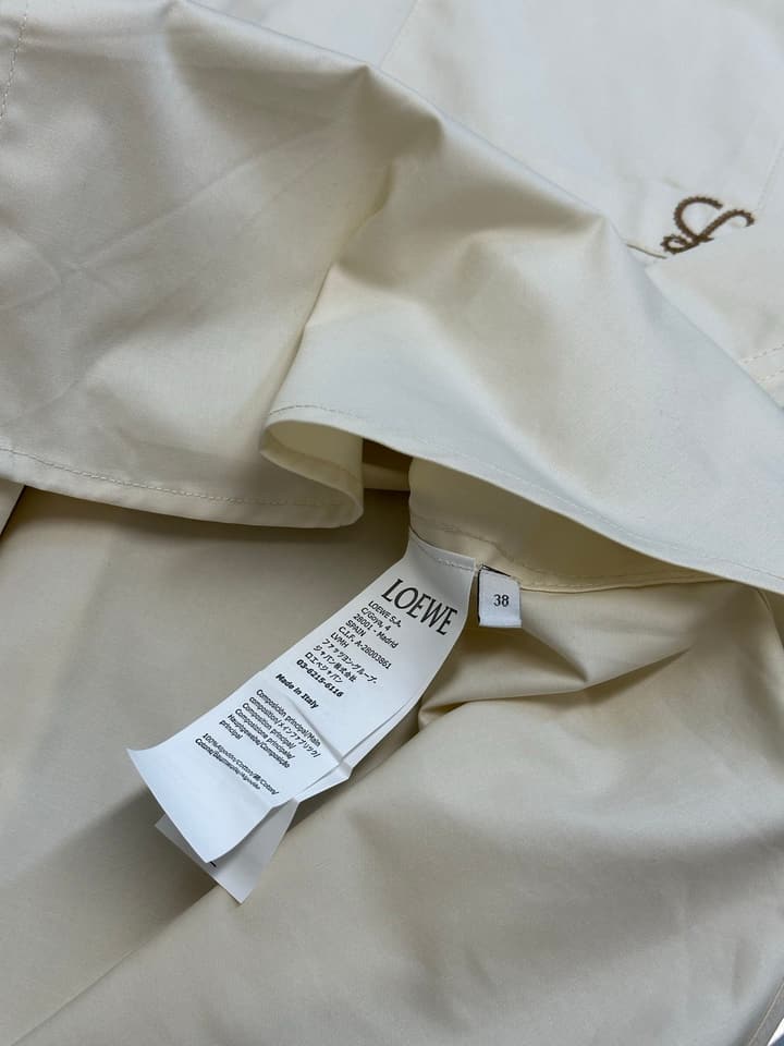 Loewe Anagram Two-Tone Embroidered Pocket Shirt in Cream