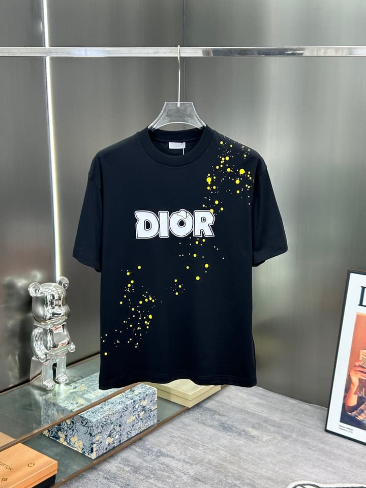 Dior 3D Logo High-Count Cotton T-Shirt – 2026SS in Black With Blue Graffiti Logo