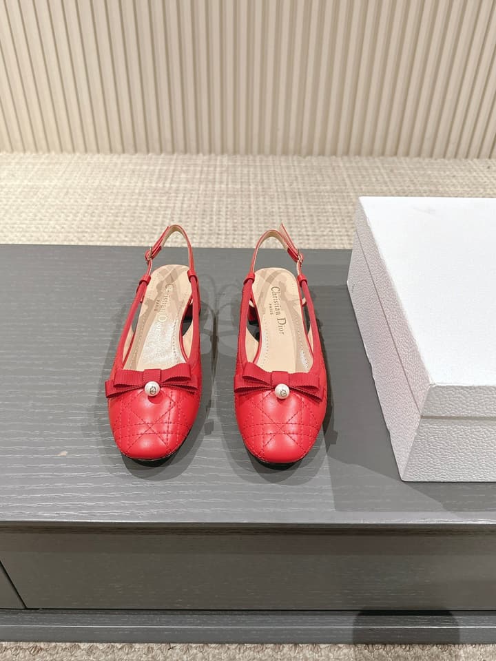 Dior D-Ramour Embroidered Cannage Ballet Flats – 2024 Spring/Summer Collection in Black Leather