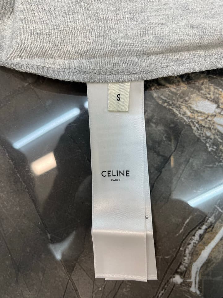 Celine Triomphe Embroidered Loose T-Shirt in Grey