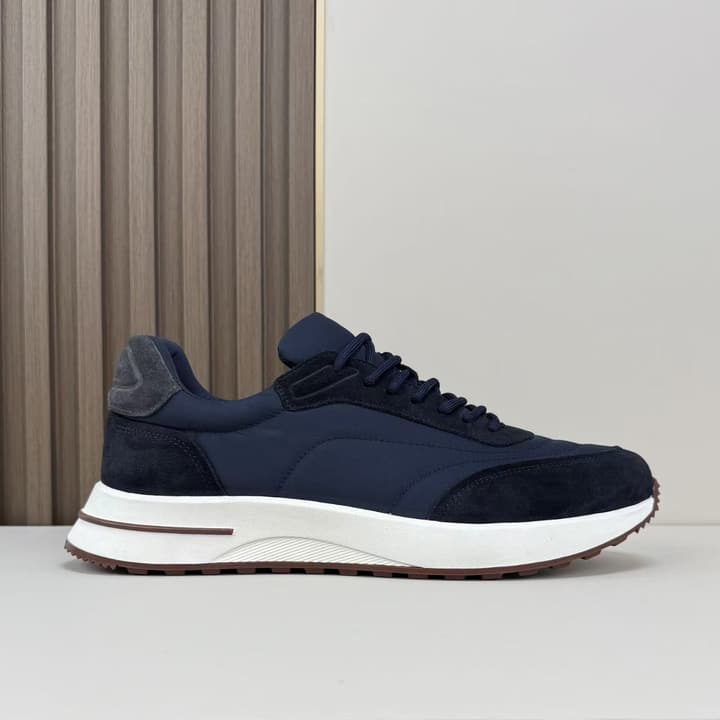 Loro Piana Men's Classic Jogging Sneakers in Black Suede