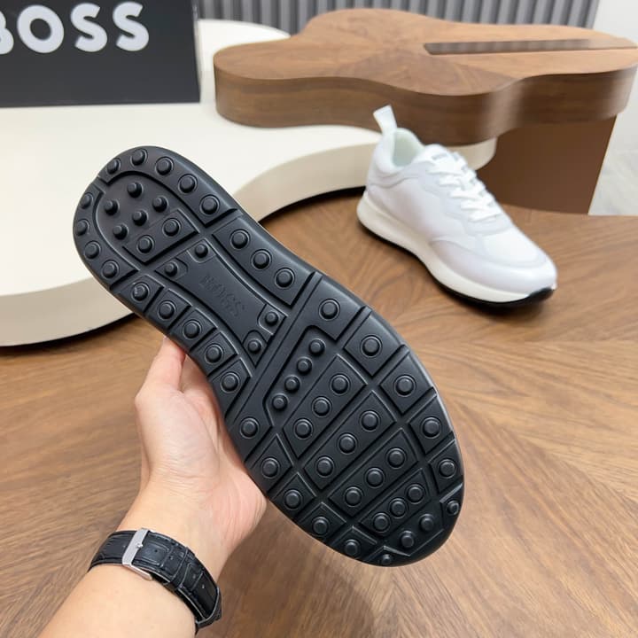 Boss Men's Knit and Leather Sneakers