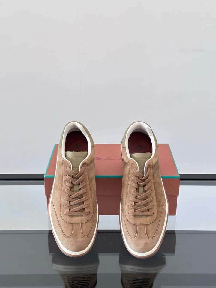 Loro Piana WeekendWalk Suede Sneakers in Cream Suede
