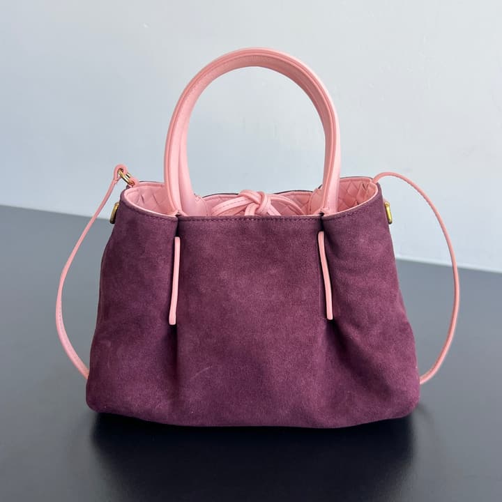Bottega Veneta Pinacoteca Small Tote Handbag – 2025SS in Burgundy With Light Blue Lining A