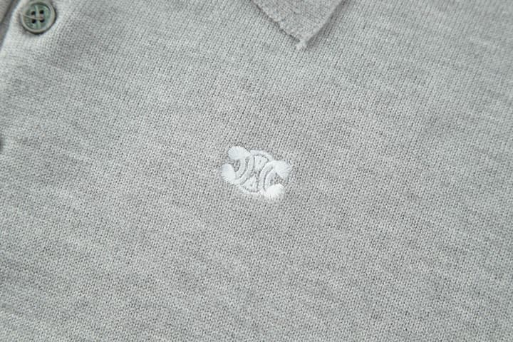Celine Embroidered Triomphe Knit Polo in Classic Black
