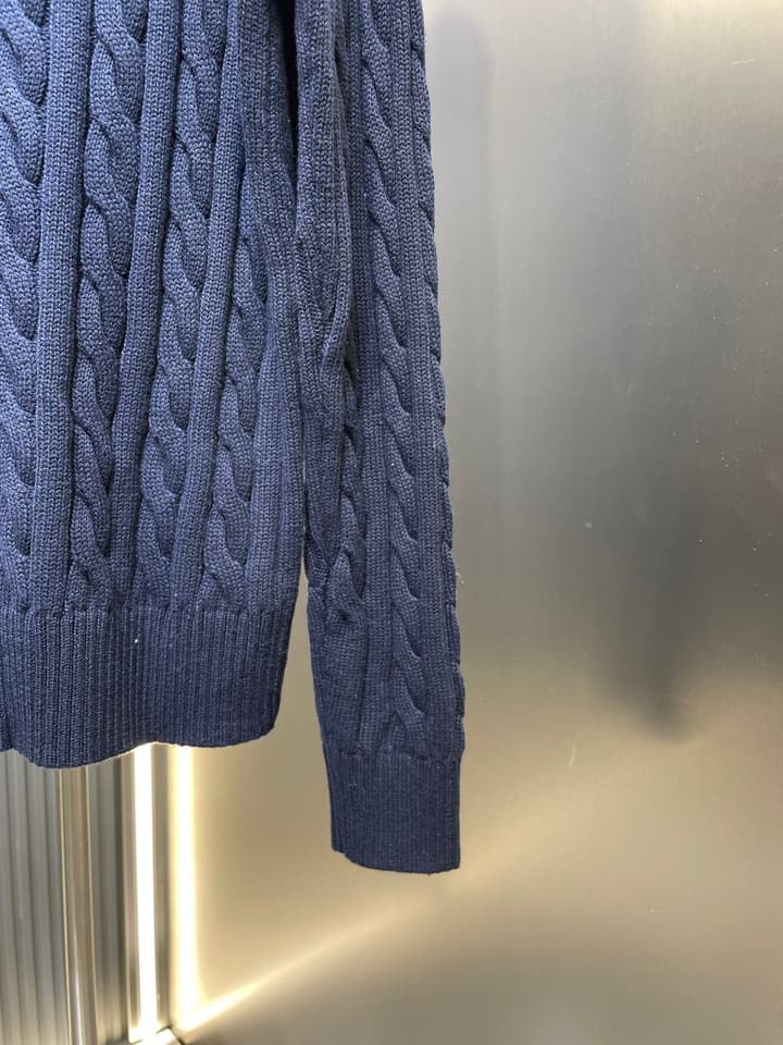 Ralph Lauren Cable Knit Half-Zip Sweater in Navy Blue
