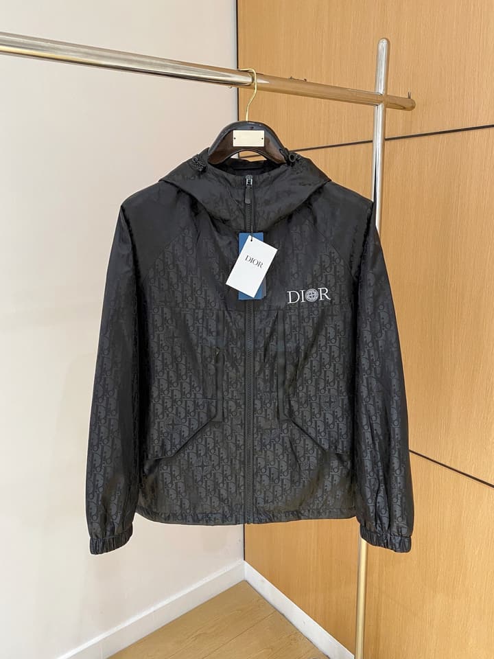 Dior New Runway Collection Jacket in Dark Gray Oblique Hooded Jacket
