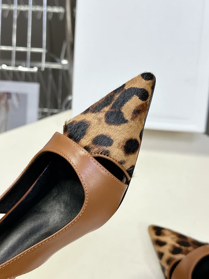 Celine Triomphe Calfskin Heels – Spring/Summer Collection in Dark Leopard Print