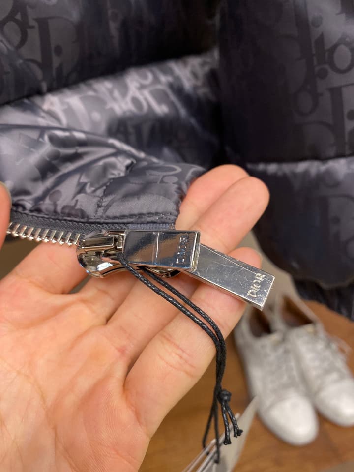 Dior Jacquard Logo Unisex Down Puffer Jacket in Dark Gray Jacquard