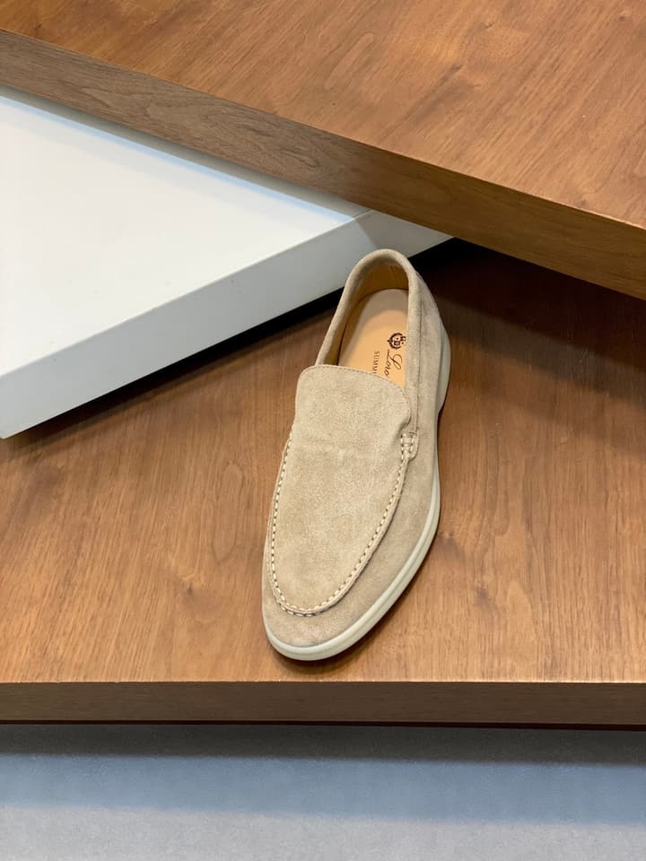 Loro Piana Suede Leather Slip-On Loafers in Black Suede