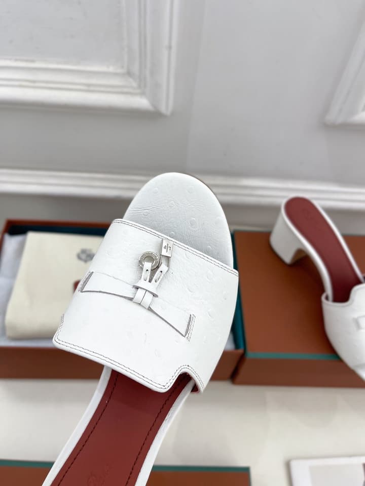 Loro Piana Summer Charms Ostrich Mules – 2025 Spring/Summer Collection in Black