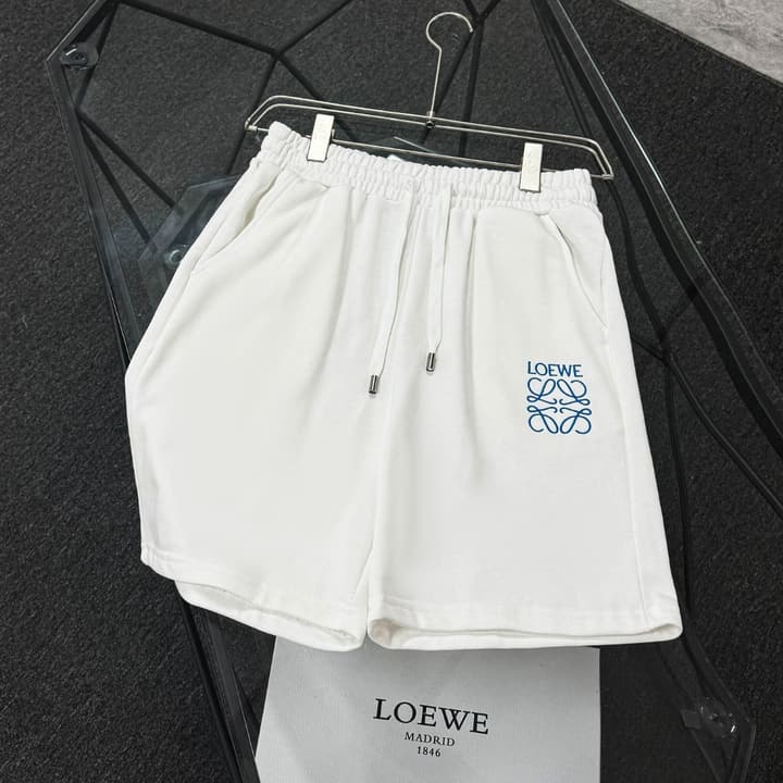 Loewe Classic Element Embroidered Shorts in Black With Blue Anagram Logo